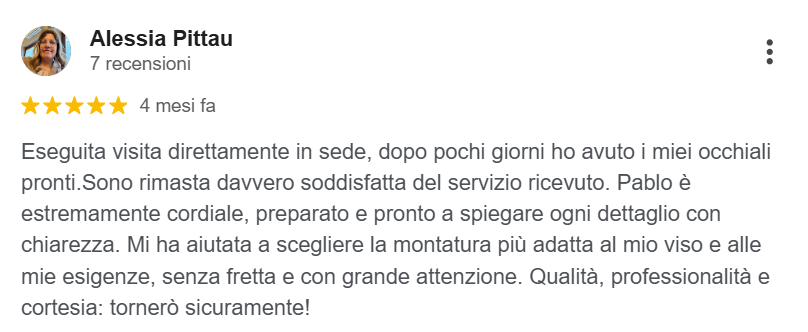 Recensione clienti Centro Ottico Bovesano